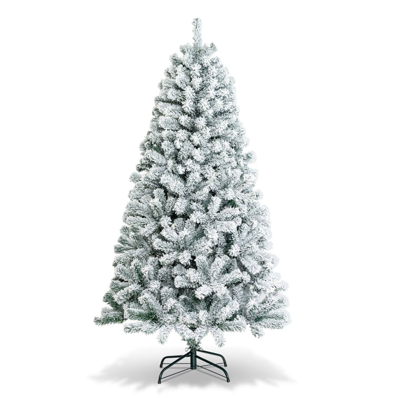 Costway 6ft. Unlit Snow Flocked Hinged Artificial Christmas Tree